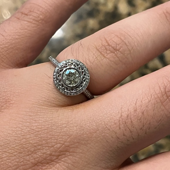 SOLD European cut diamond ring 14kt - Picture 3 of 7